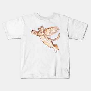 Winged, Flying Cat (Cattawampus) Kids T-Shirt